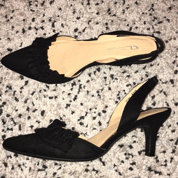 SOLD 🆕 Chinese Laundry Black suede slingbacks - Picture 2 of 9